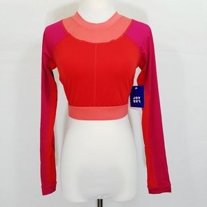 JoyLab Color Block Long Sleeve Crop Top Coral NWT